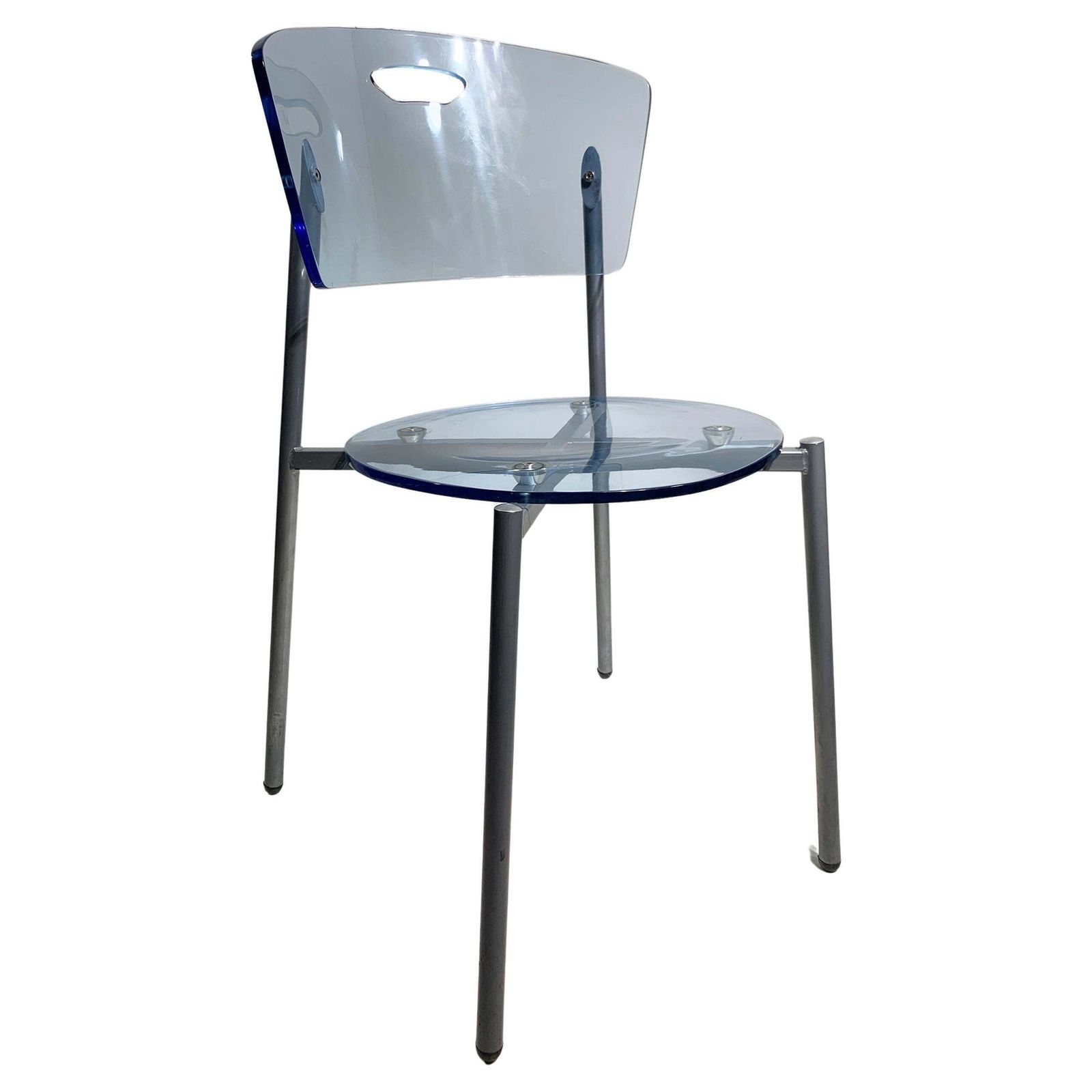 Set Of 4 Mid Century Modern Blue Transparent Pmma Chairs