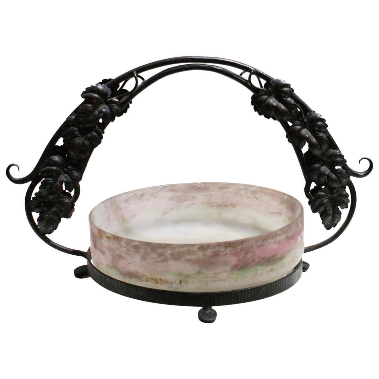 Art Deco French Centerpiece Signed Muller Frères Luneville, France, Circa 1925