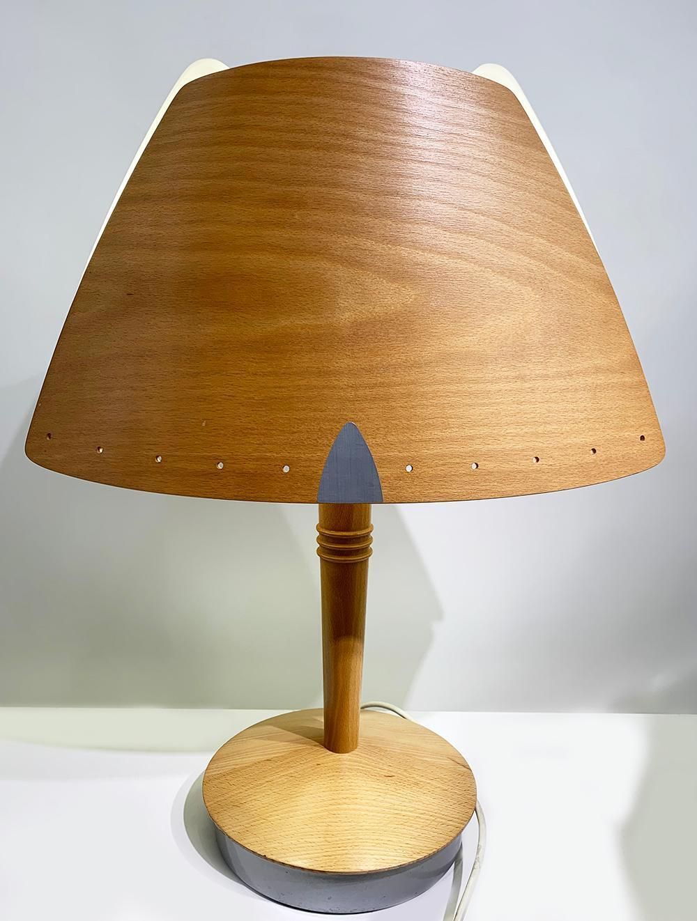 Midcentury French Design Wooden Table Lamp By Lucid, 1970s photo furniture