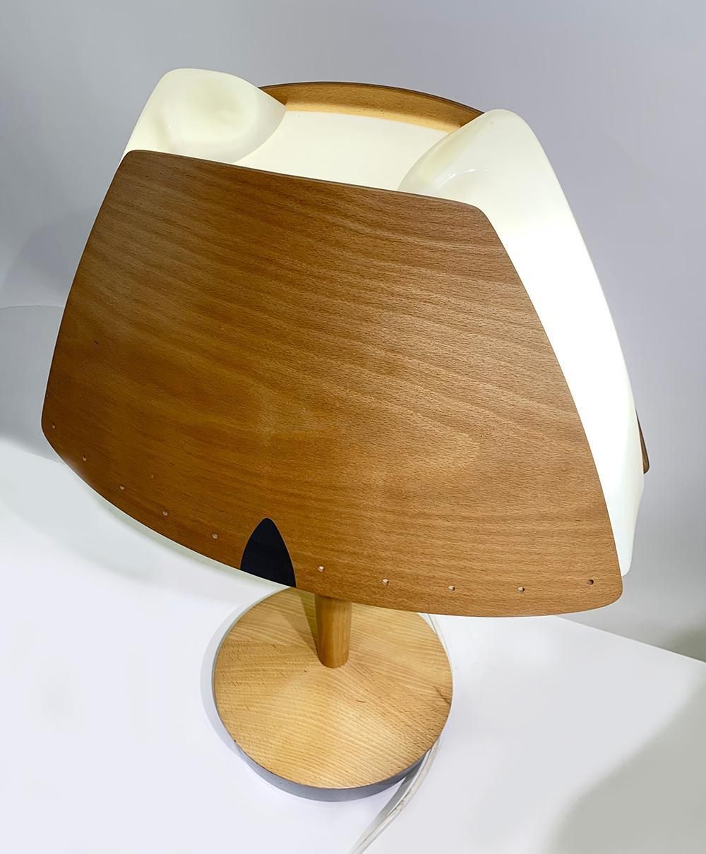 Midcentury French Design Wooden Table Lamp By Lucid, 1970s photo for sale