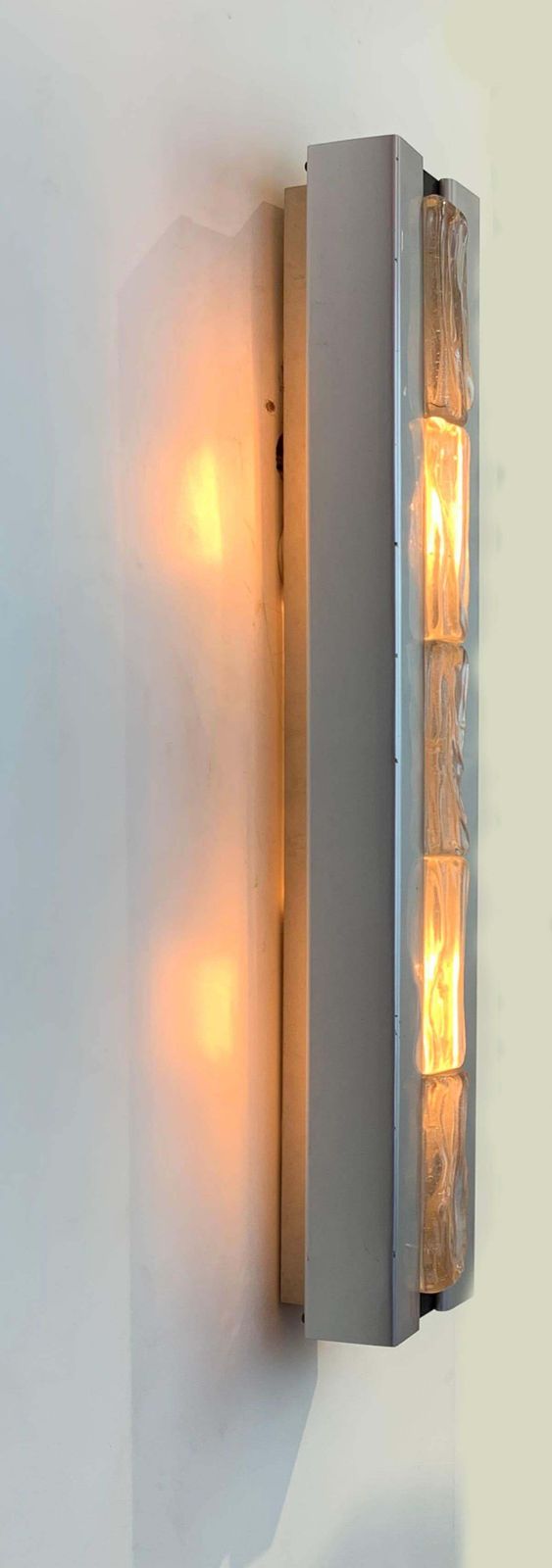 Pair Of French Art Deco Sconces With 5 Saint Gobain Glass Bricks, Circa 1970 photo Lighting