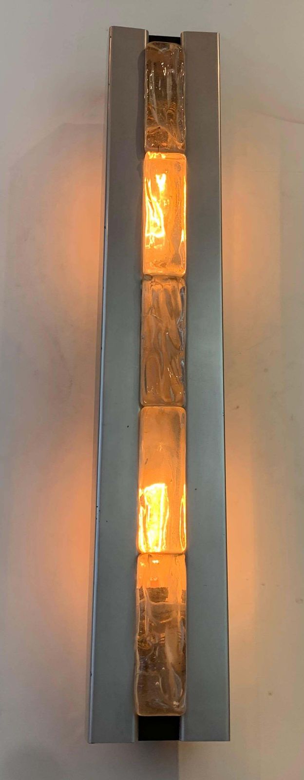 Pair Of French Art Deco Sconces With 5 Saint Gobain Glass Bricks, Circa 1970 photo vinterior