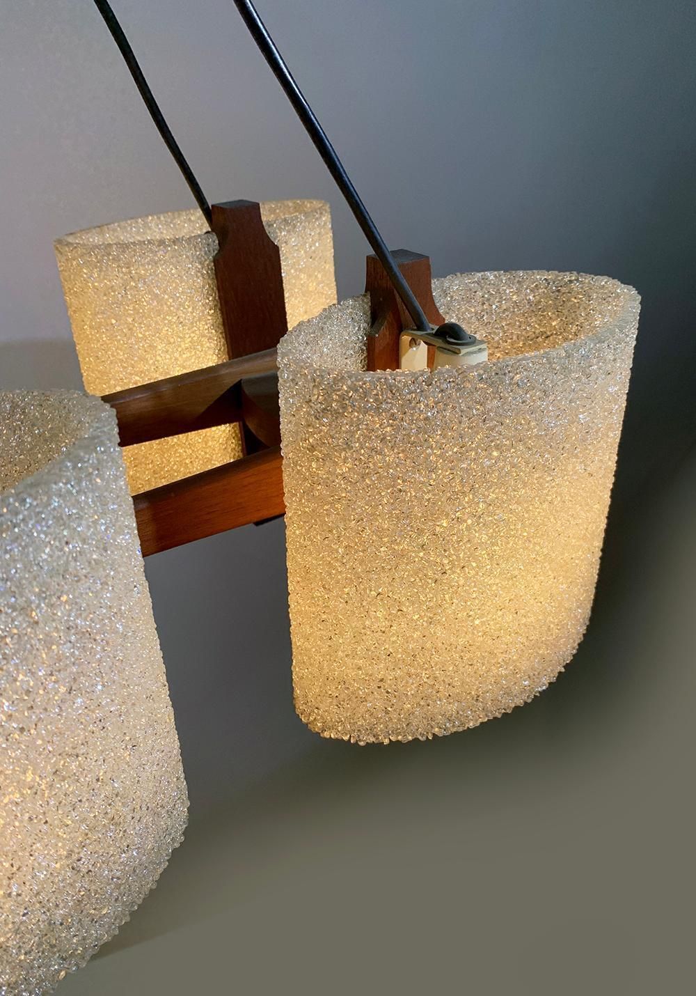 Vintage Scandinavian Suspension In Teak And Perspex 1960s photo Lighting