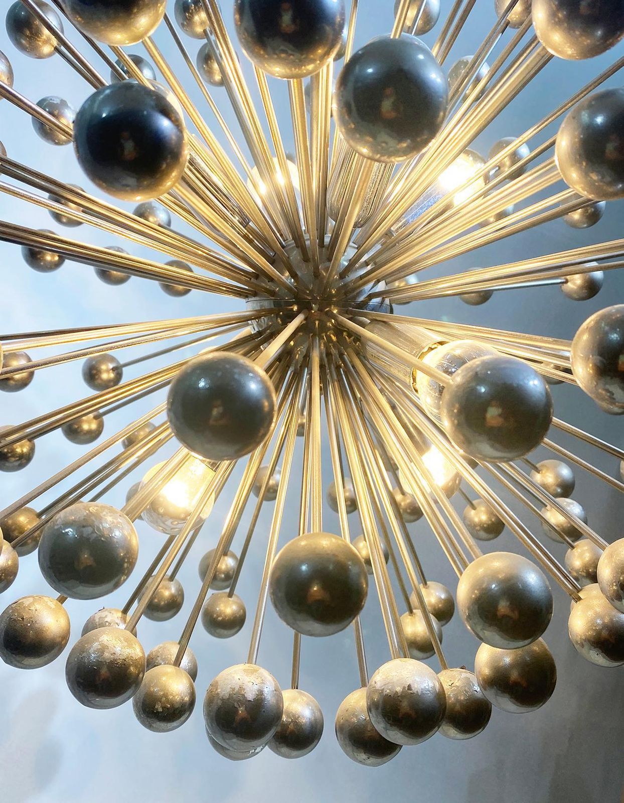 photo furniture Mid Century Italian Chromed Sputnik Chandelier, 1960s