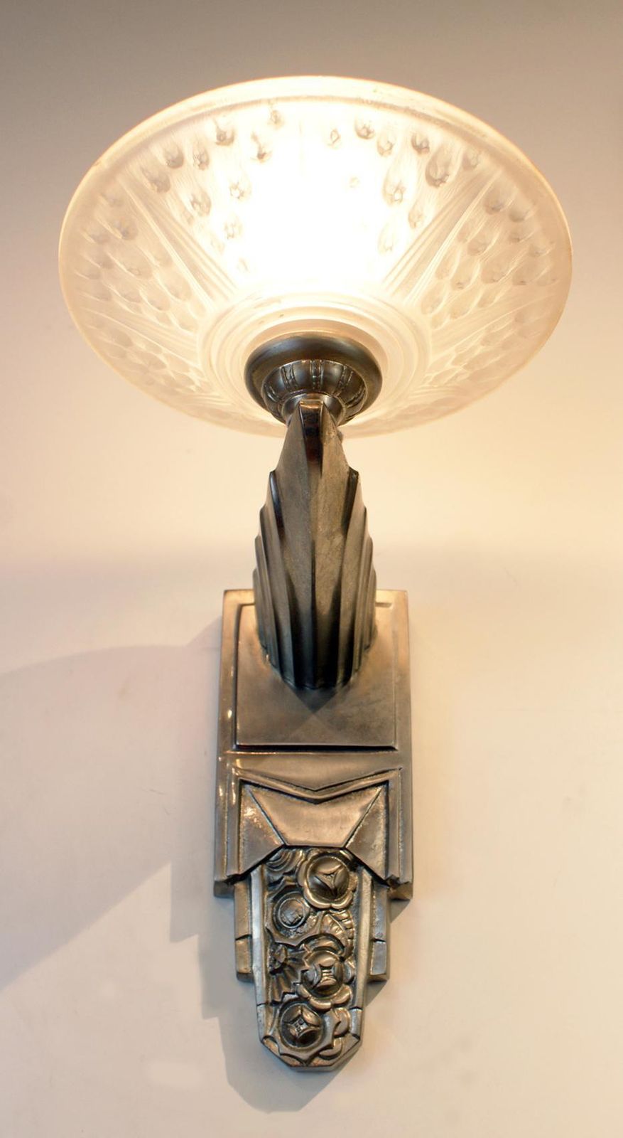 Gorgeous Pair Of French Art Deco Sconces Signed Muller Frères Luneville photo for sale