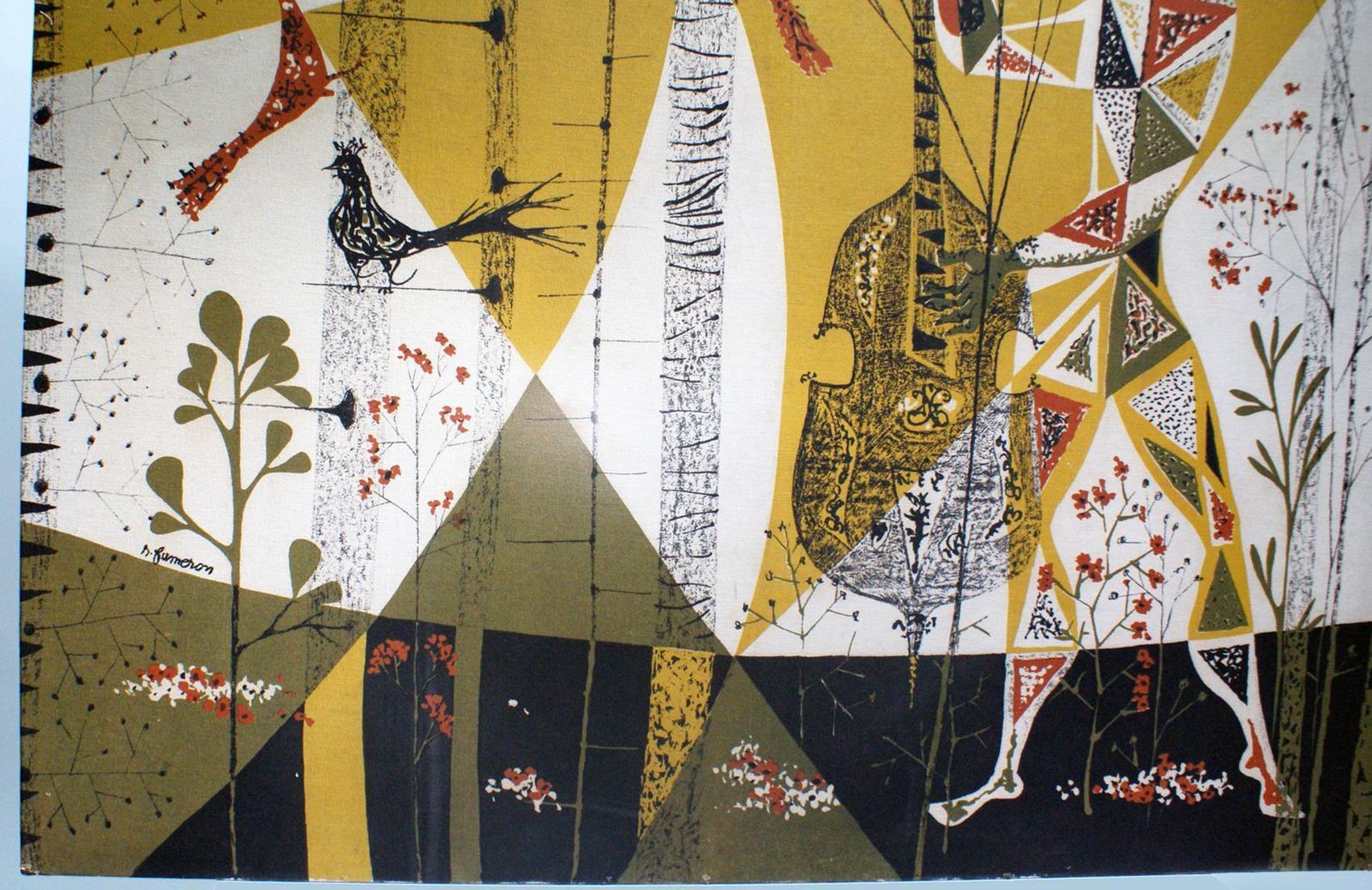 “Allégorie En Musique” Figurative Tapestry Signed “René Fumeron” photo furniture