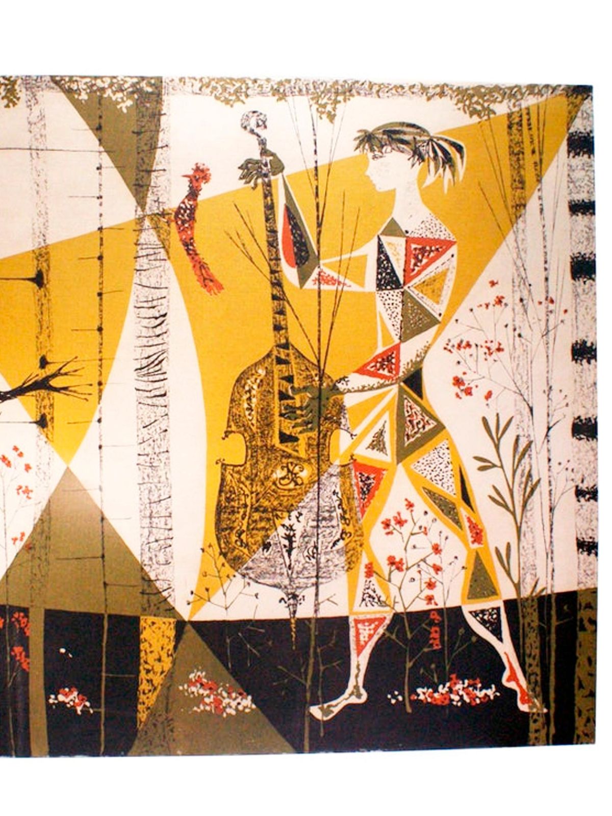 “Allégorie En Musique” Figurative Tapestry Signed “René Fumeron” photo vintage