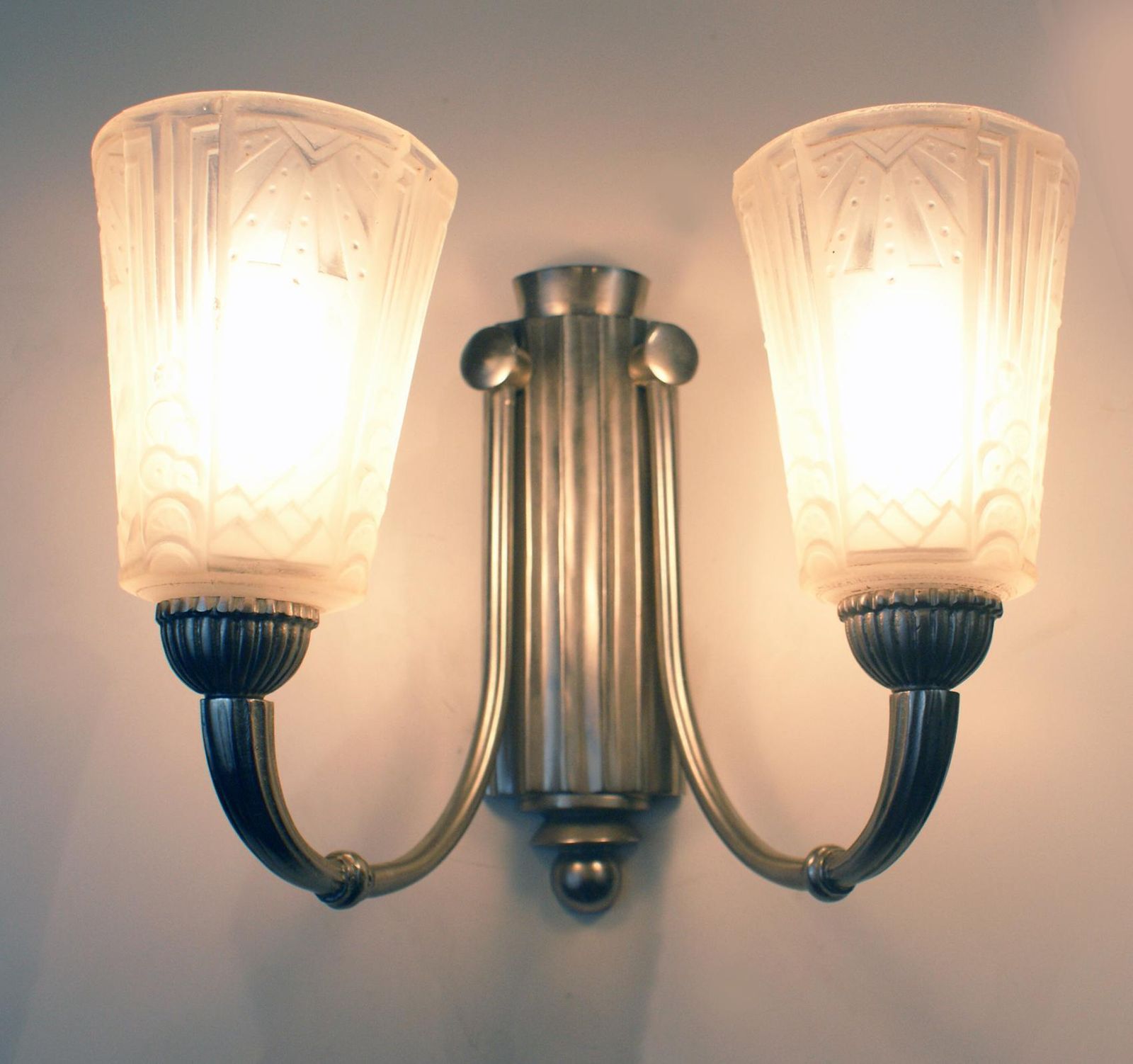 Stunning Pair Of Art Deco Wall Sconces Signed "Muller Freres Luneville" photo furniture