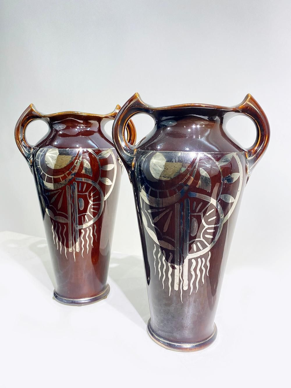 French Art Nouveau Garniture Set Vases & Jardinière, Early 20th Century photo vinterior