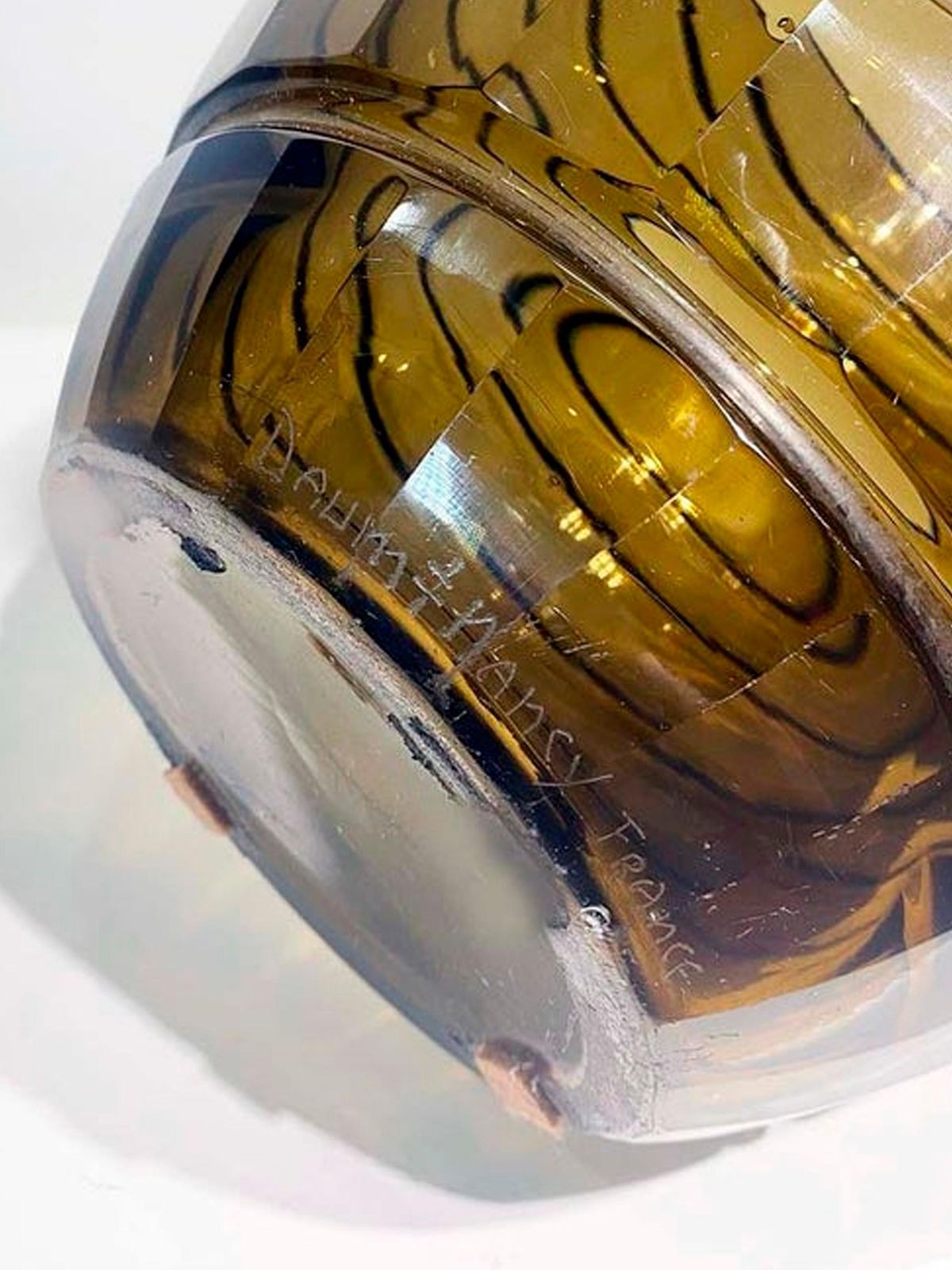 Art Deco Smoked Glass Vase Signed Daum Nancy France Circa 1930 photo vintage