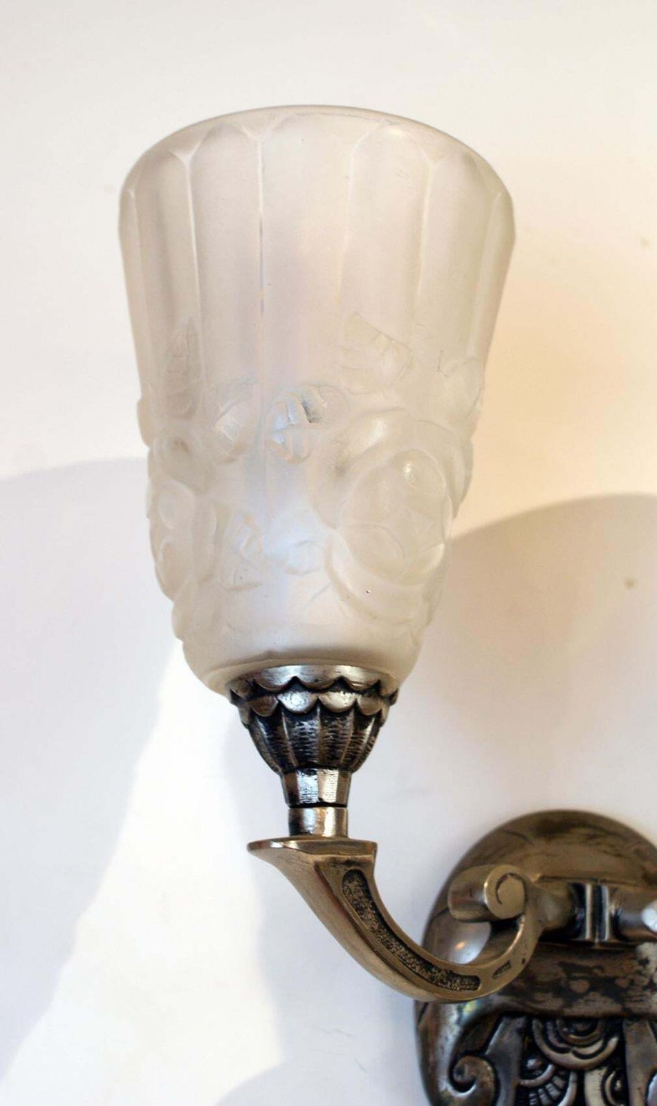Elegant Pair Of Double Light Art Deco Wall Sconces Signed "Degué", France, 1935 photo buy