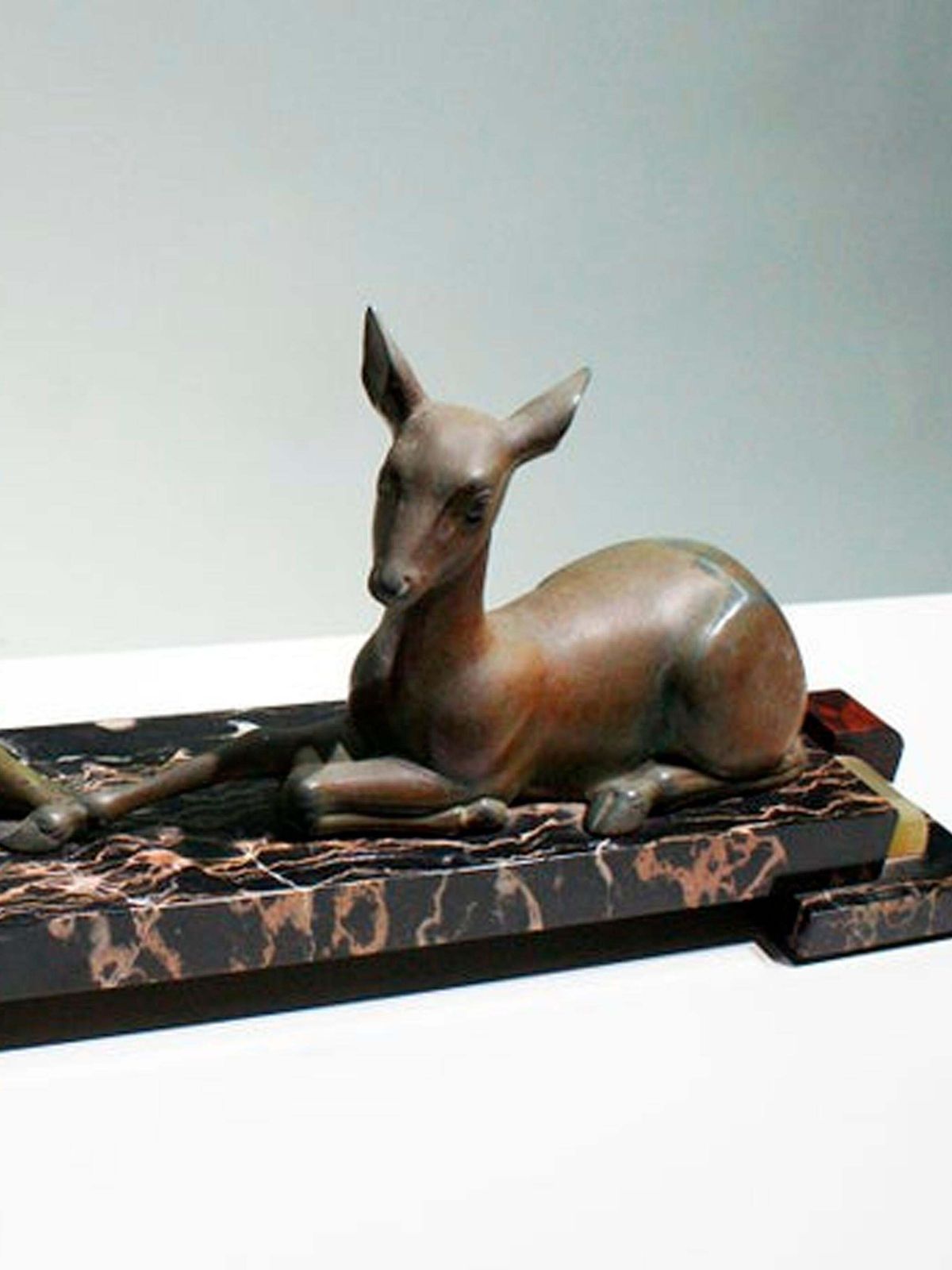 photo furniture “Girl And Deer” Charming French Art Deco Sculpture