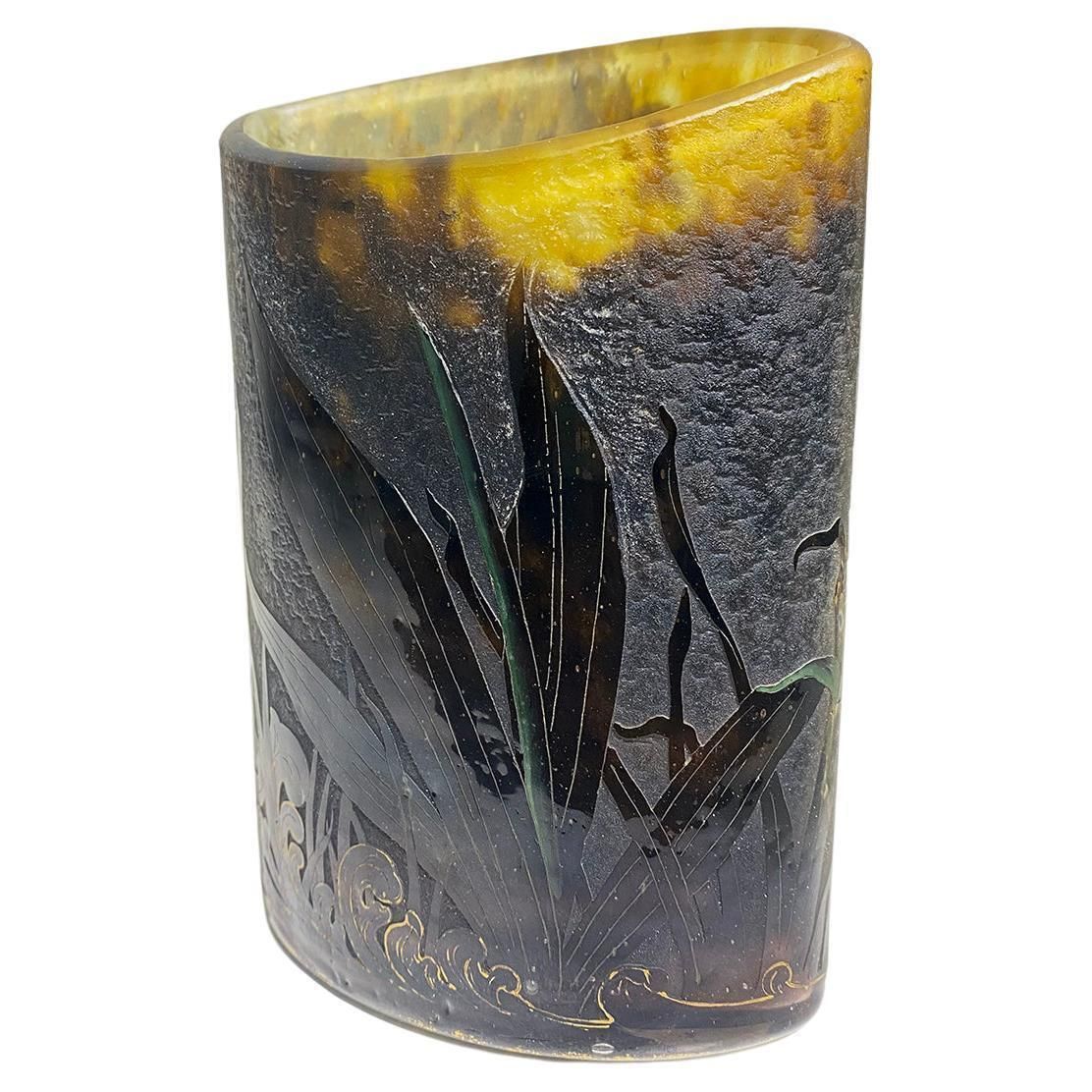 Art Nouveau, Cameo Glass Vase With Gilded Daum Nancy Signature photo furniture