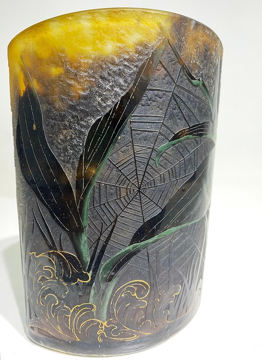 Art Nouveau, Cameo Glass Vase With Gilded Daum Nancy Signature photo buy