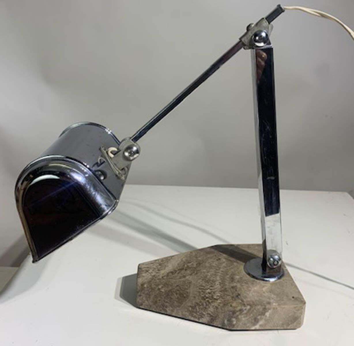photo vintage French "Fare" Desk/Banker's Lamp Chrome Adjustable Art Deco From 1930s