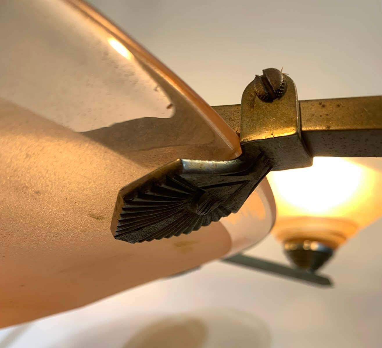 photo furniture French Pink Art Deco Chandelier By H.Petitot Circa 1935