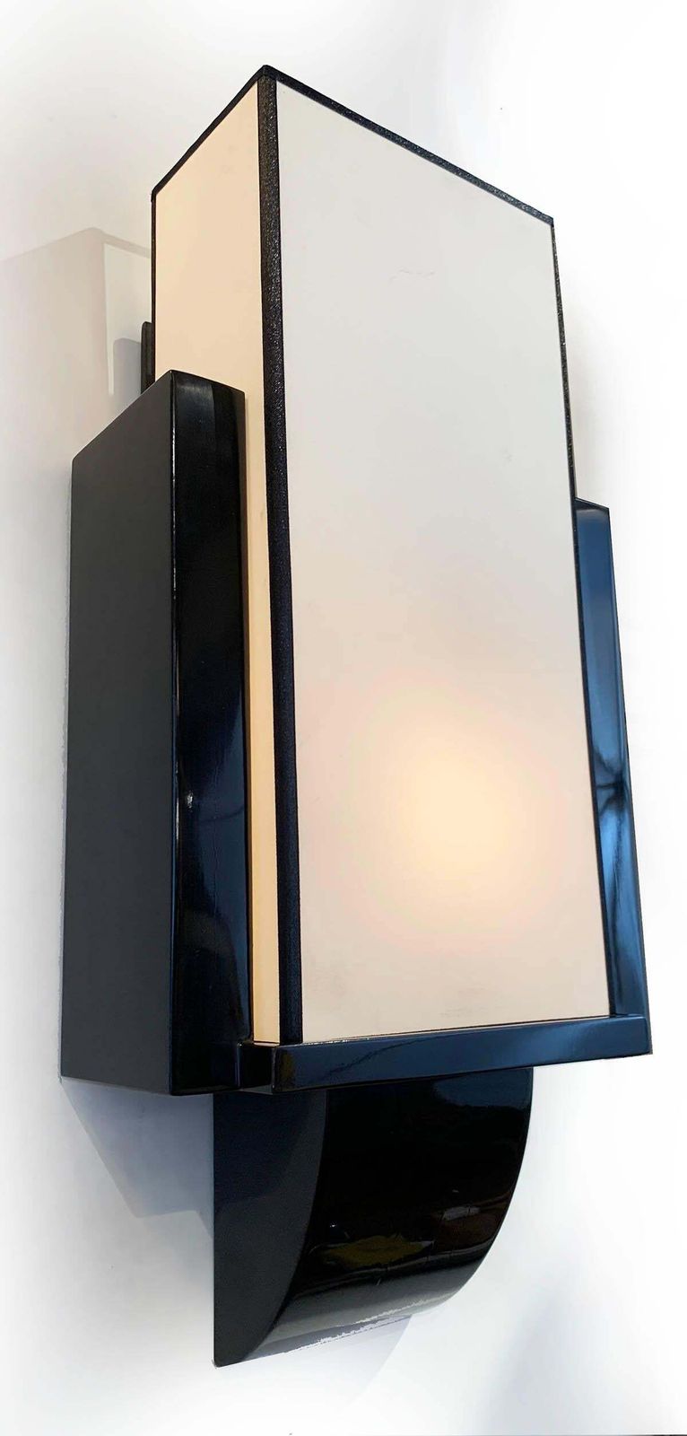 Pair Of Wall Lamps In Black Lacquered Wood Circa 1970 photo for sale