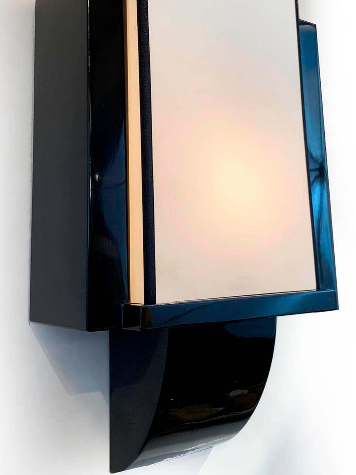 Pair Of Wall Lamps In Black Lacquered Wood Circa 1970 photo vinterior