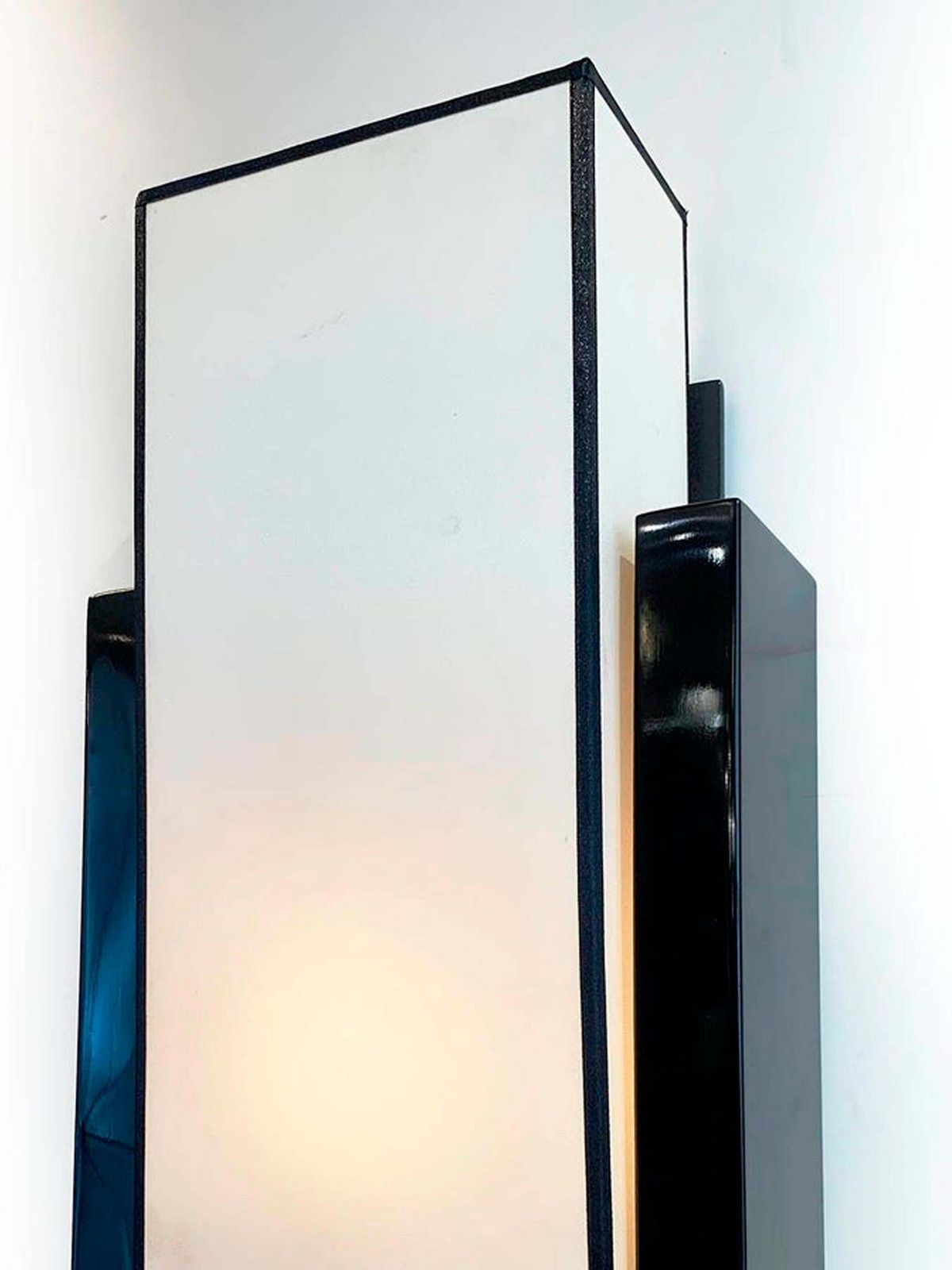 Pair Of Wall Lamps In Black Lacquered Wood Circa 1970 photo vintage