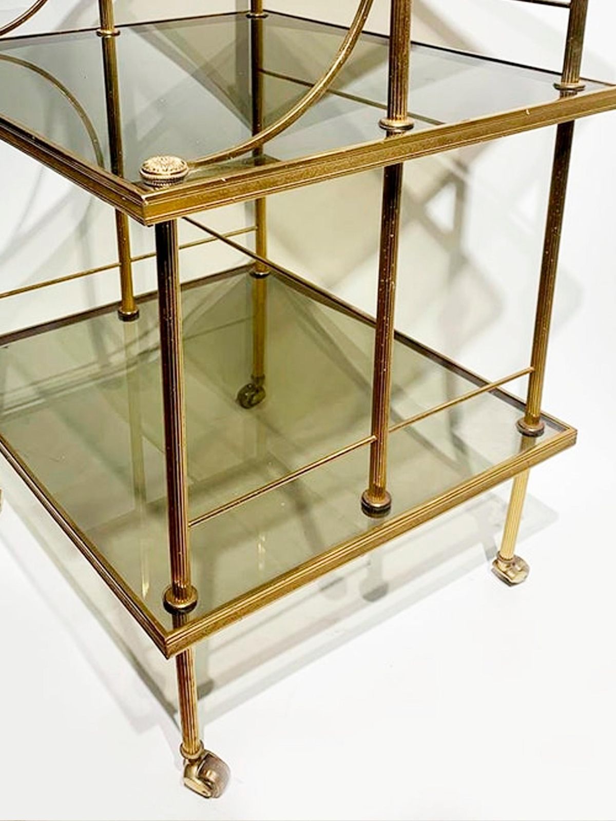 French 20th Century Brass & Glass Drinks Trolley, C.1970 photo Furniture