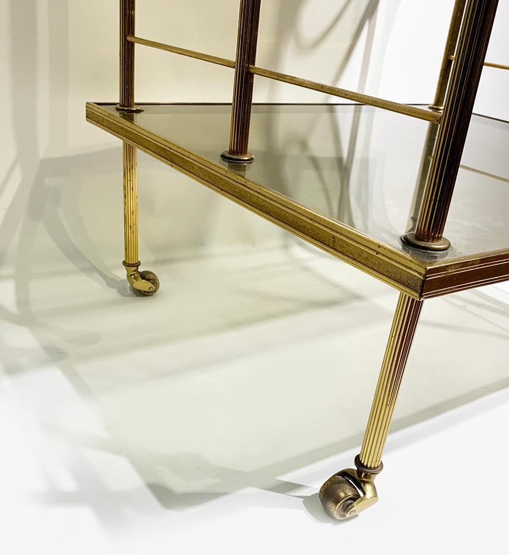 French 20th Century Brass & Glass Drinks Trolley, C.1970 photo buy