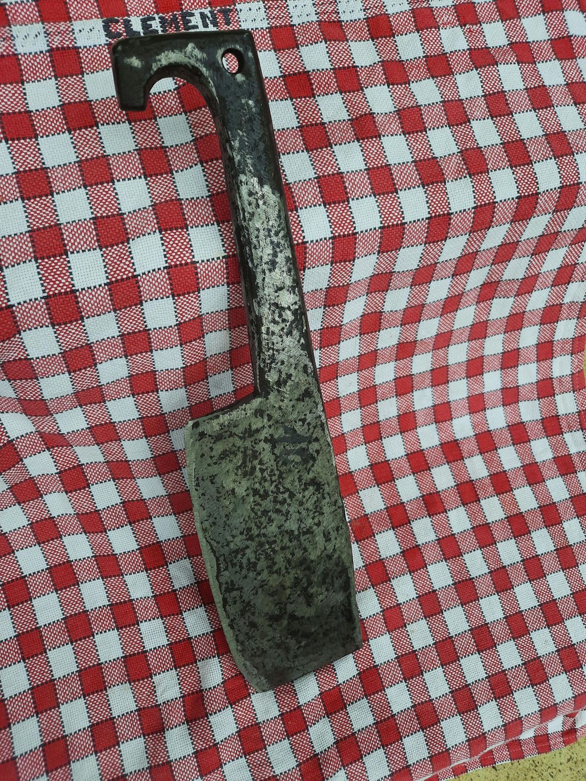 Antique French Butcher Cleaver: Hand Forged Steel Kitchen Chopper photo vintage