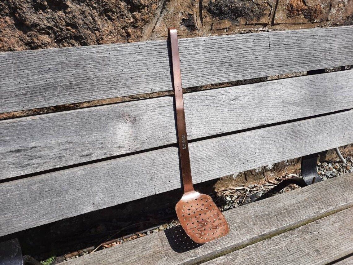 Dehillerin Copper Draining Ladle: Antique French Kitchen Utensil