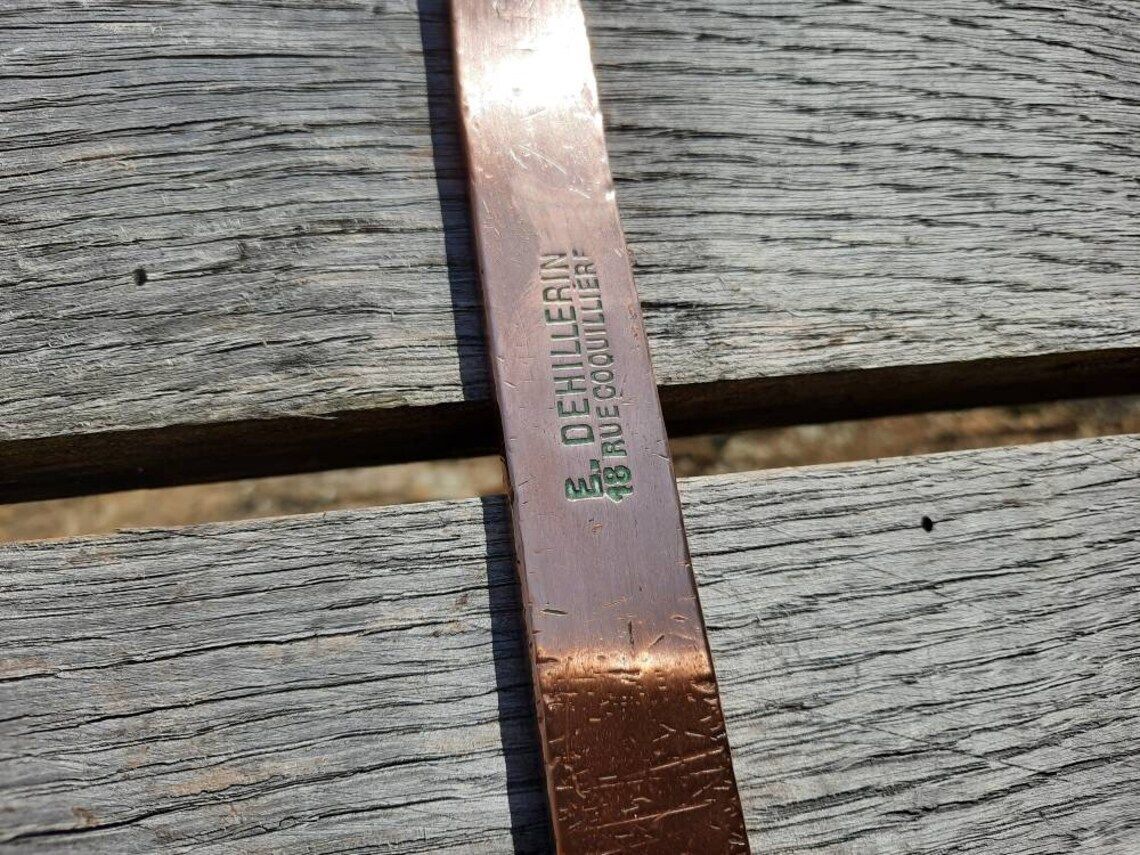 Dehillerin Copper Draining Ladle: Antique French Kitchen Utensil photo for sale