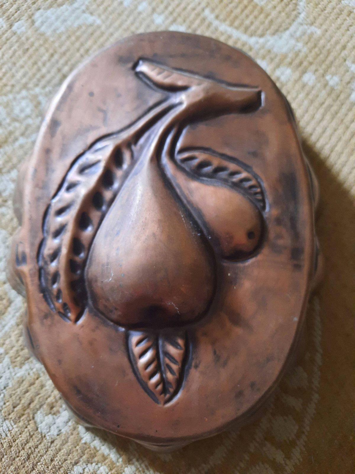 Vintage French Copper Jelly Mold: Pear Design Cottagecore Kitchen Decor