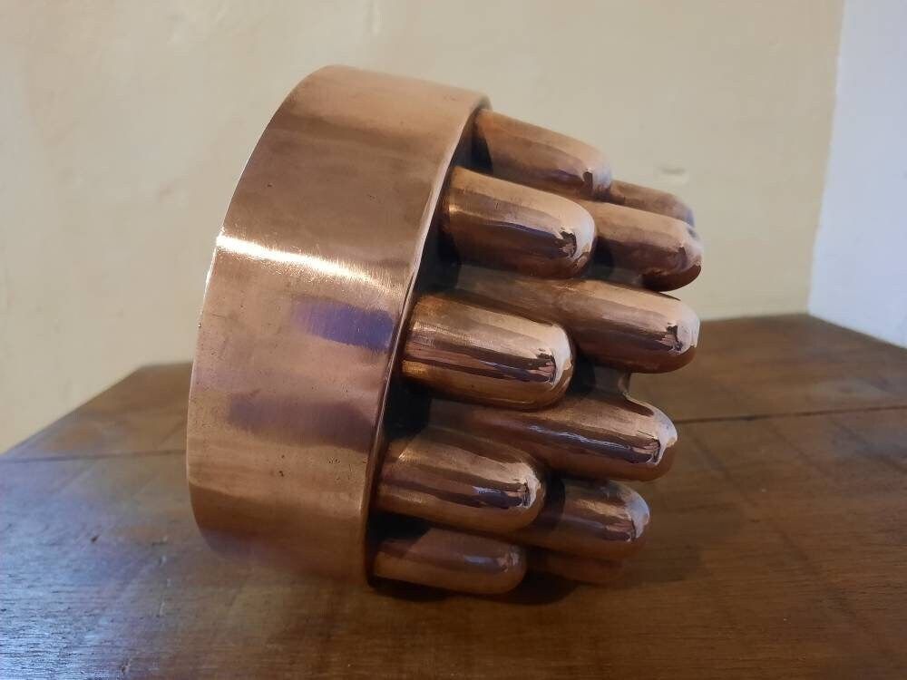 Antique French Copper Jelly Mold: Victorian Kitchen Decor photo vintage