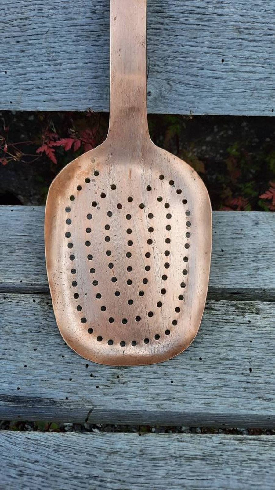 Antique Chateau Copper Ladle: French Jam Pan Skimming Spoon photo furniture