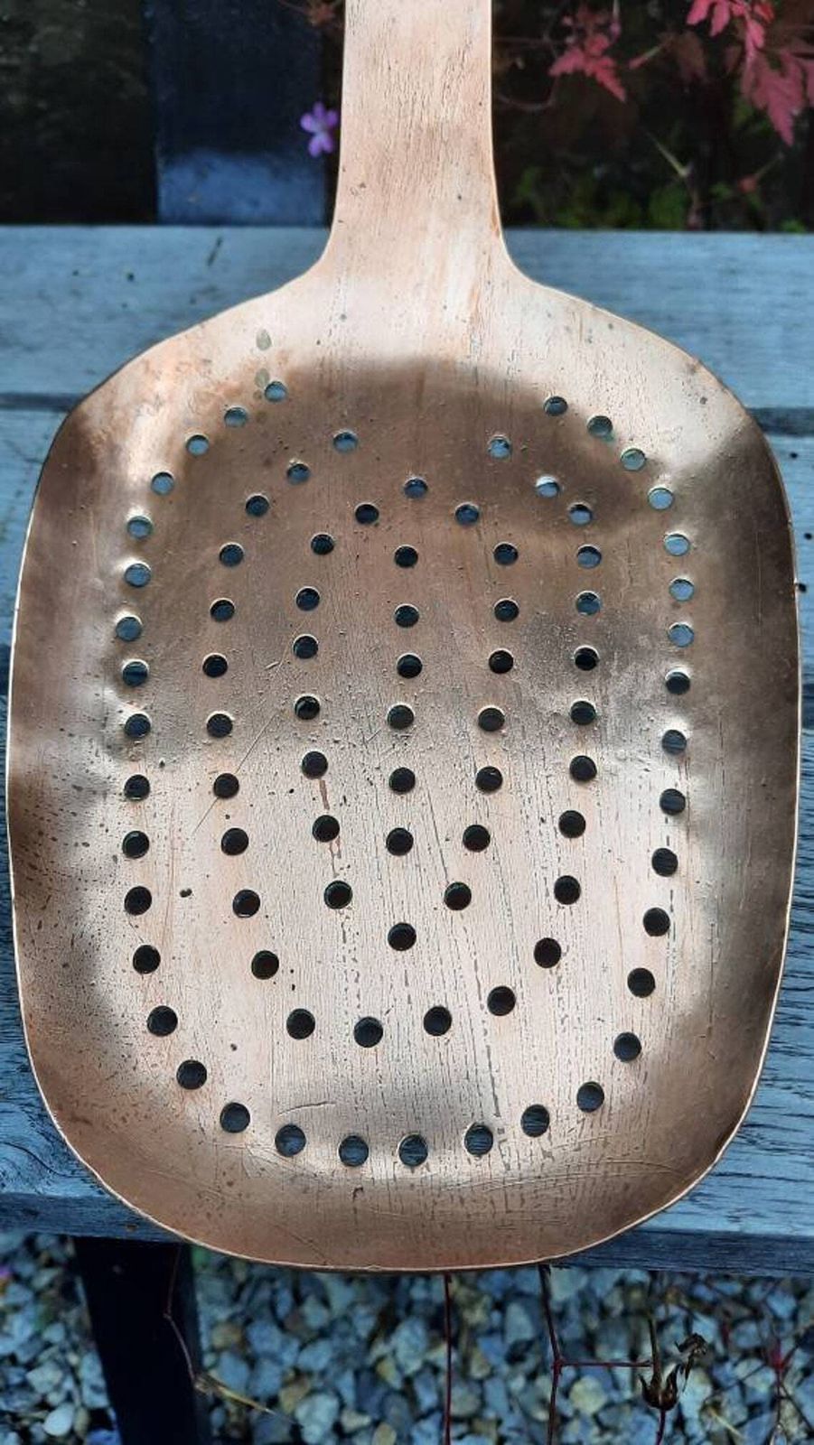 Antique Chateau Copper Ladle: French Jam Pan Skimming Spoon photo vintage