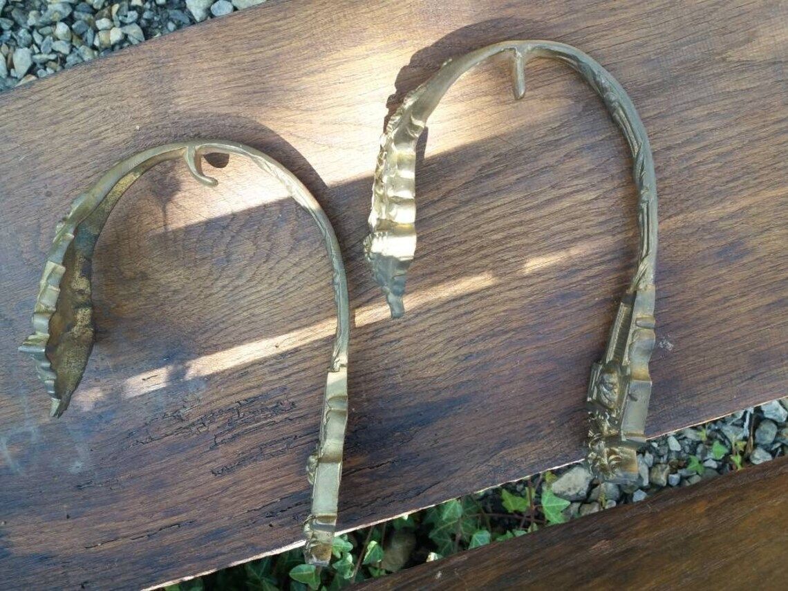 Antique French Ormolu Bronze Curtain Tie Backs: Window Hardware Pair photo buy