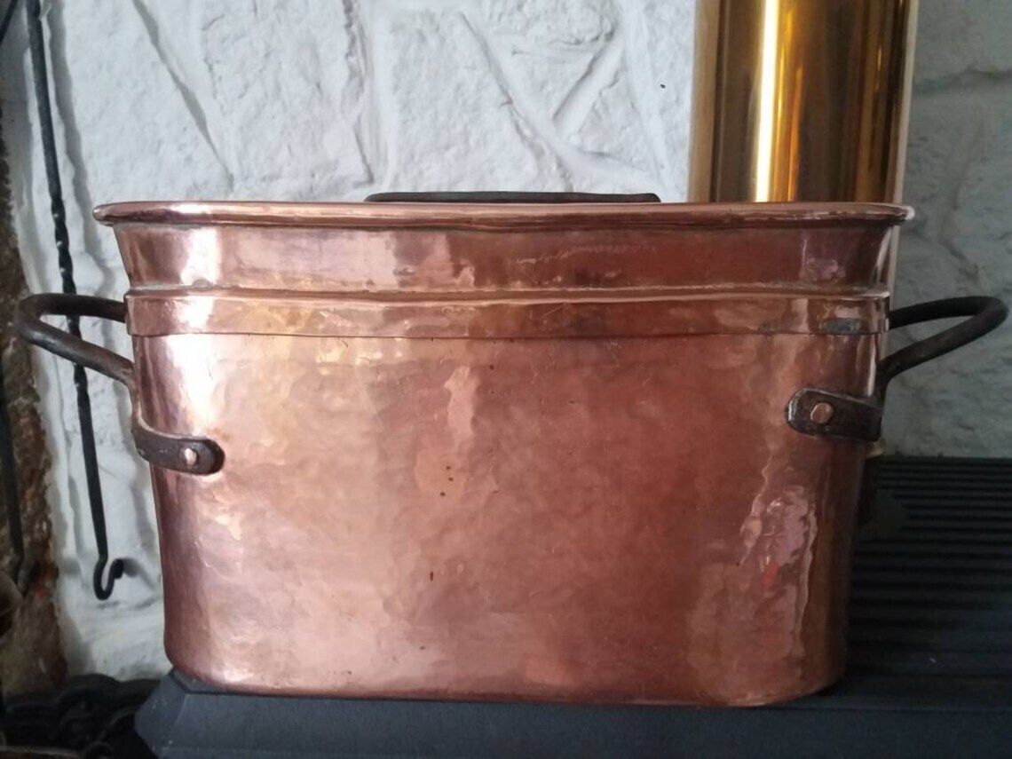 Antique Copper Dutch Oven: French Lidded Daubiere Braising Pot