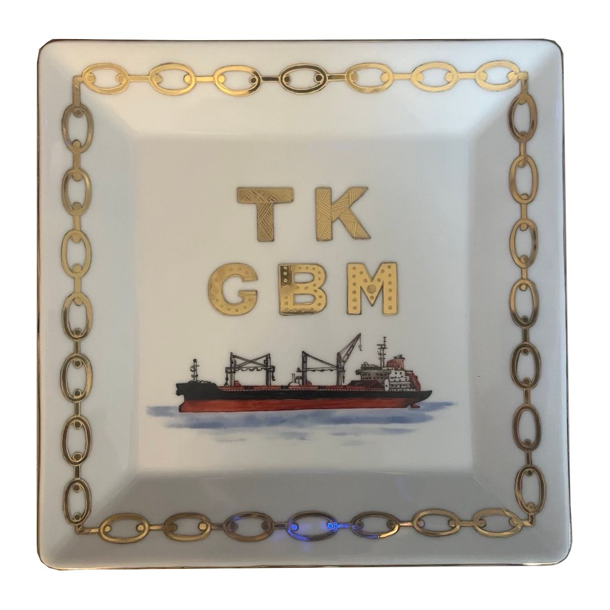 Vide Poche Hand Painted With 22ct Gold, Porcelain Corporate Gift18x18