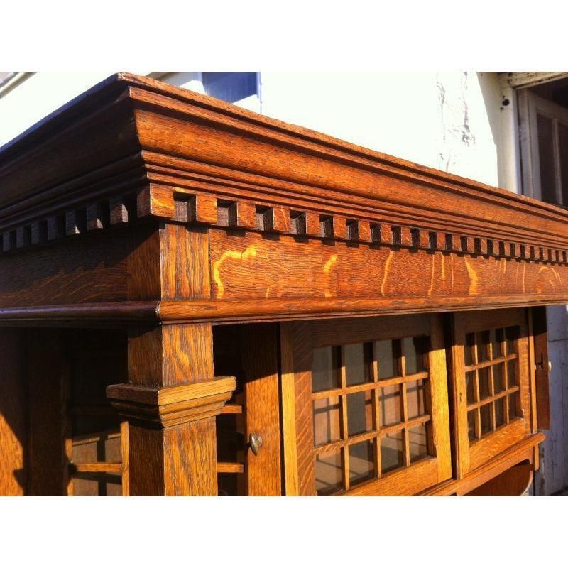 Liberty & Co Attr Arts & Crafts Oak Sideboard With Stylized Copper Floral Panels photo Furniture