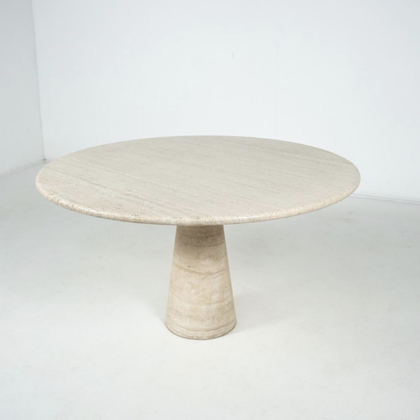 Mid Century Travertine Dining Table In Style Of Angelo Mangiarotti, Italy, 1970s photo Furniture