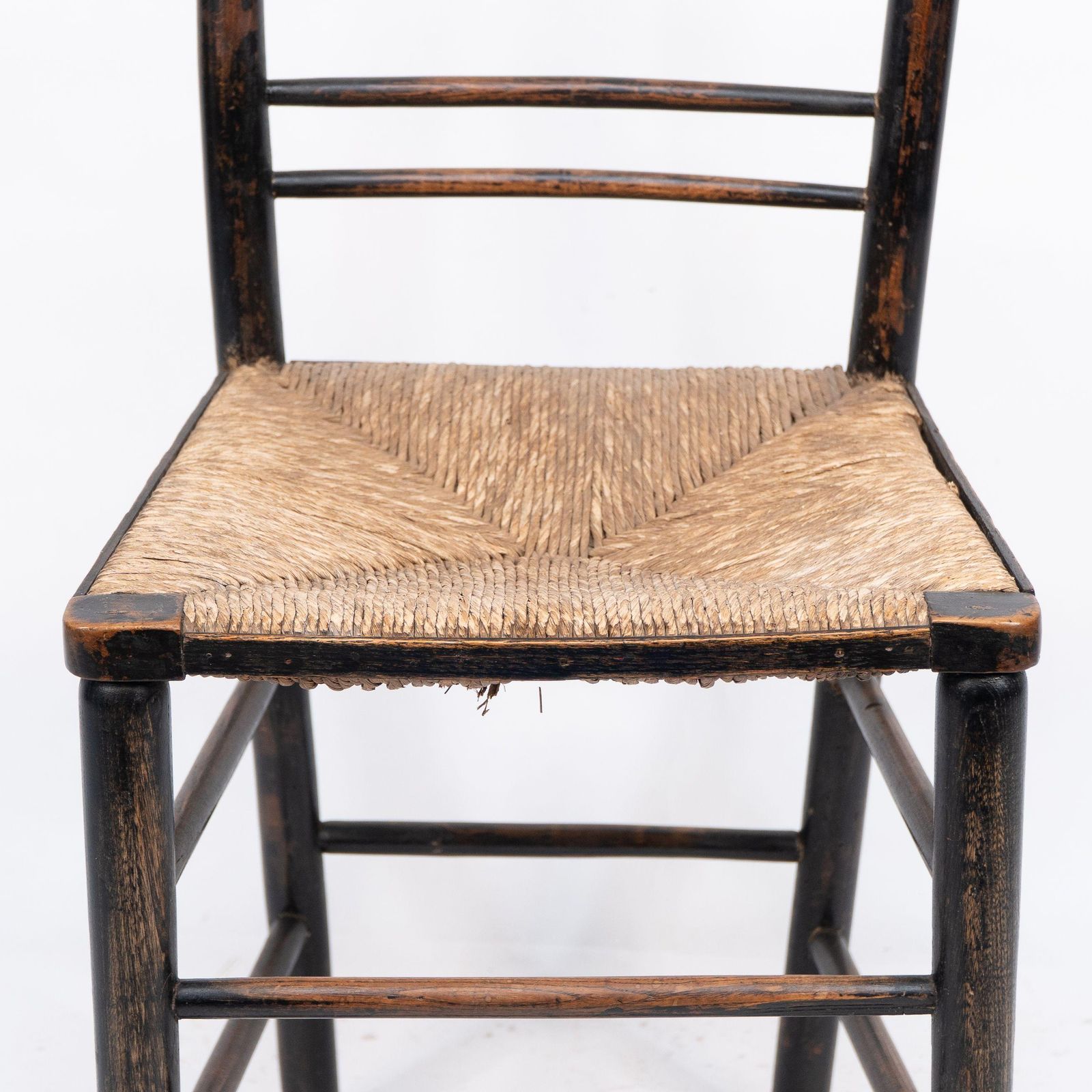 photo for sale Attributed To Philip Webb Aesthetic Movement Original Rush Seat Sussex Chair
