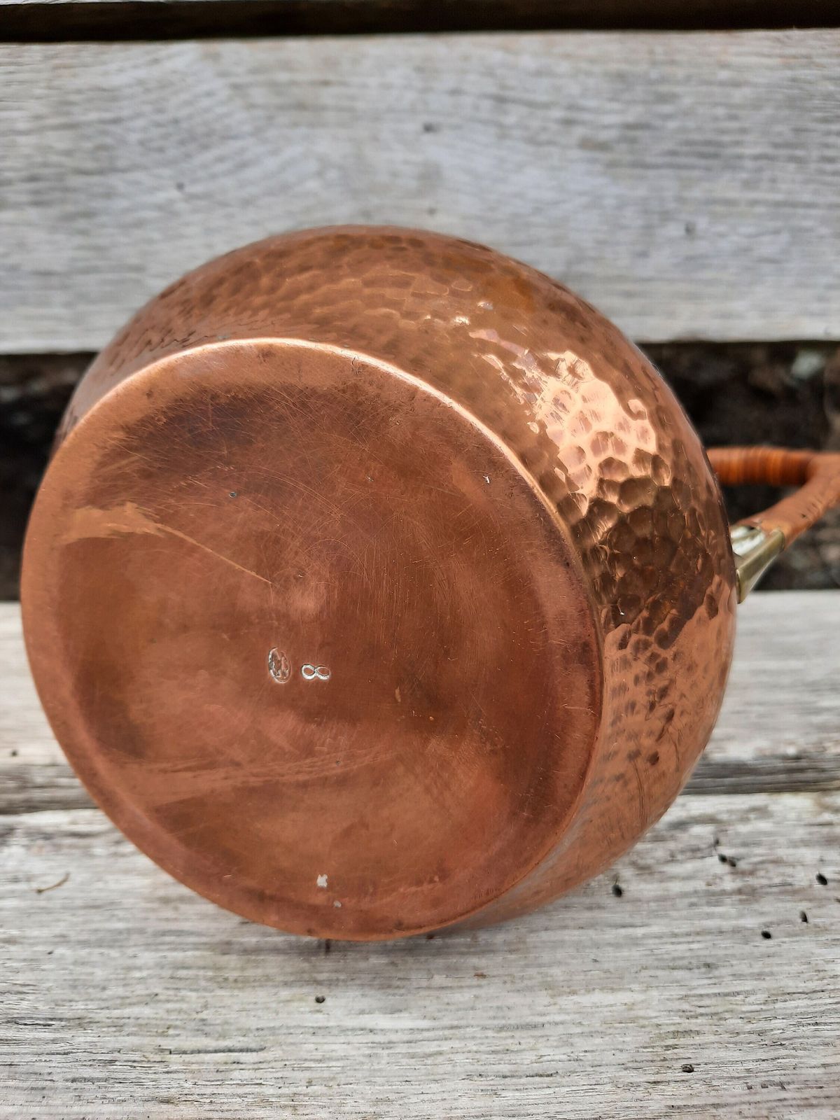 Art Nouveau Copper Coffee Pot: French Tripod Kettle, Cane Handle photo buy