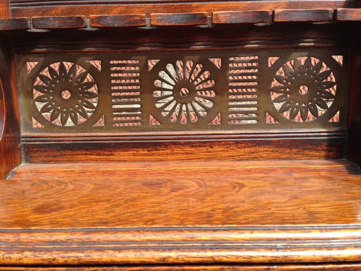 Aesthetic Movement Oak Pipe Rack With A Japanese Style Brass Fretwork Backplate photo 1000.0