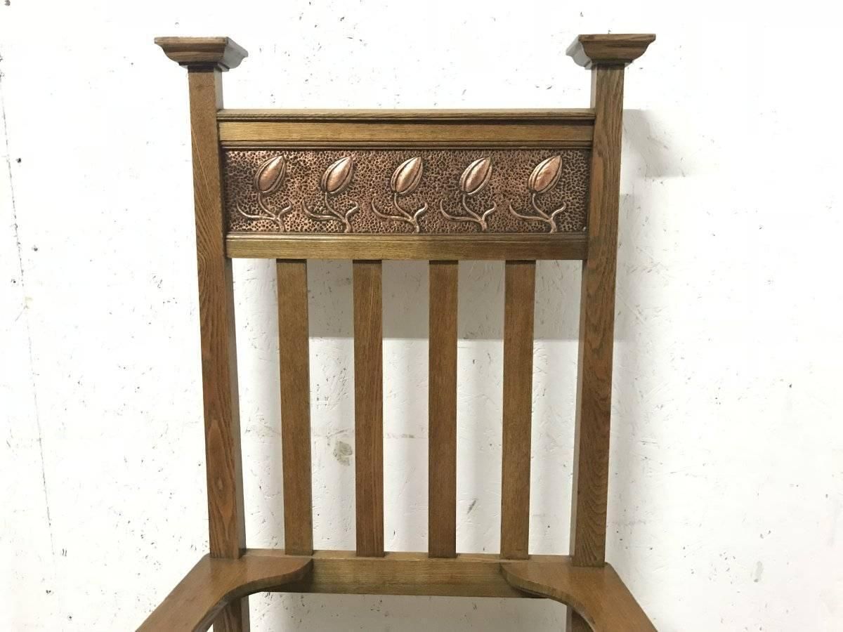 R. W. Mcnerney – Arts And Crafts Ash Tall Back Armchair With Hayle Copper Panel photo 2500.0