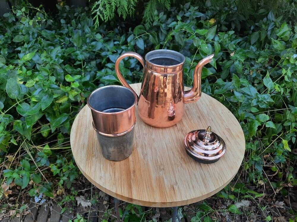 Vintage French Copper Coffee Pot: Handmade Artisan Kettle photo 251.0