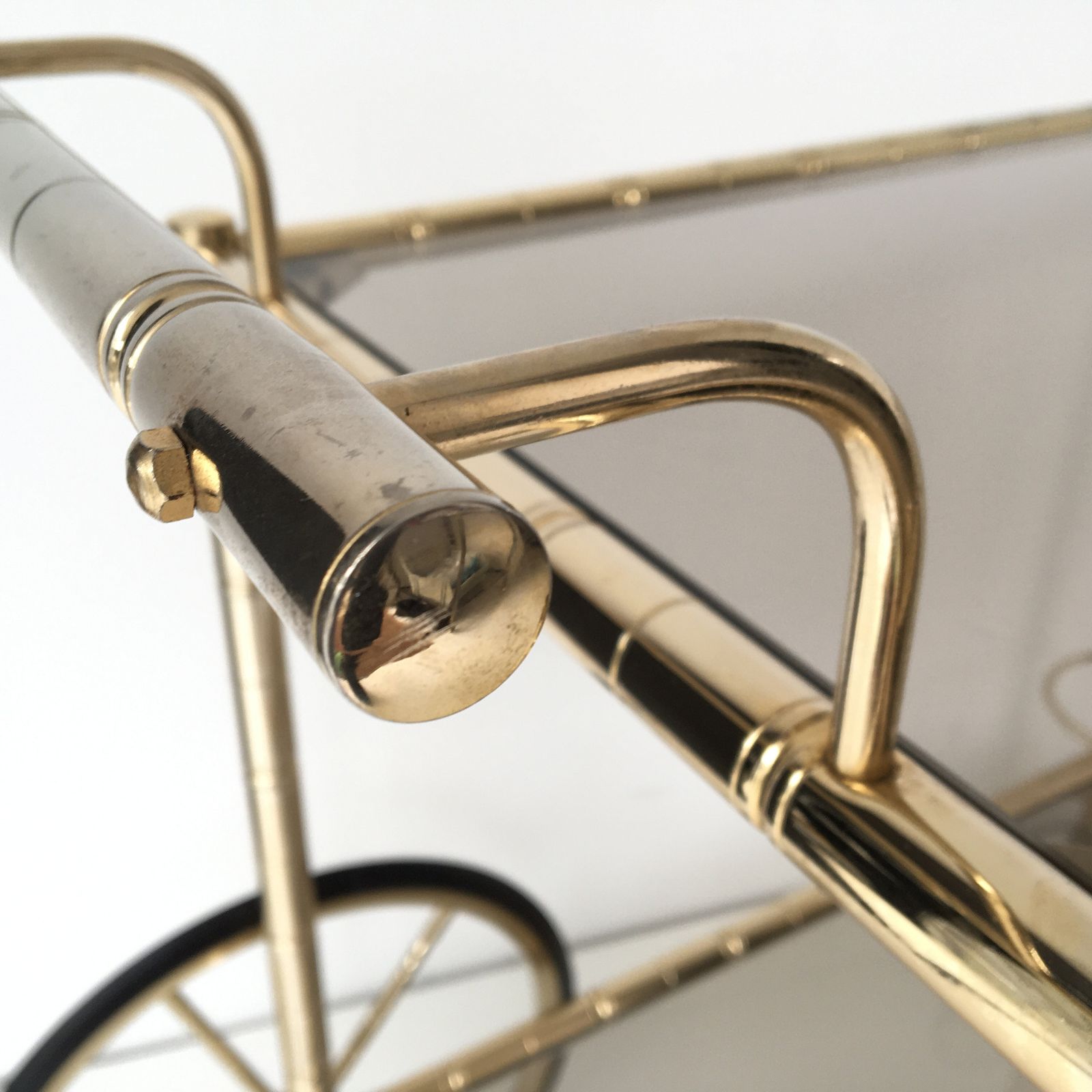 Italiaanse Messing Barkar | Orsenigo Vintage Bamboe & Glas Drankentrolley photo 1017.0