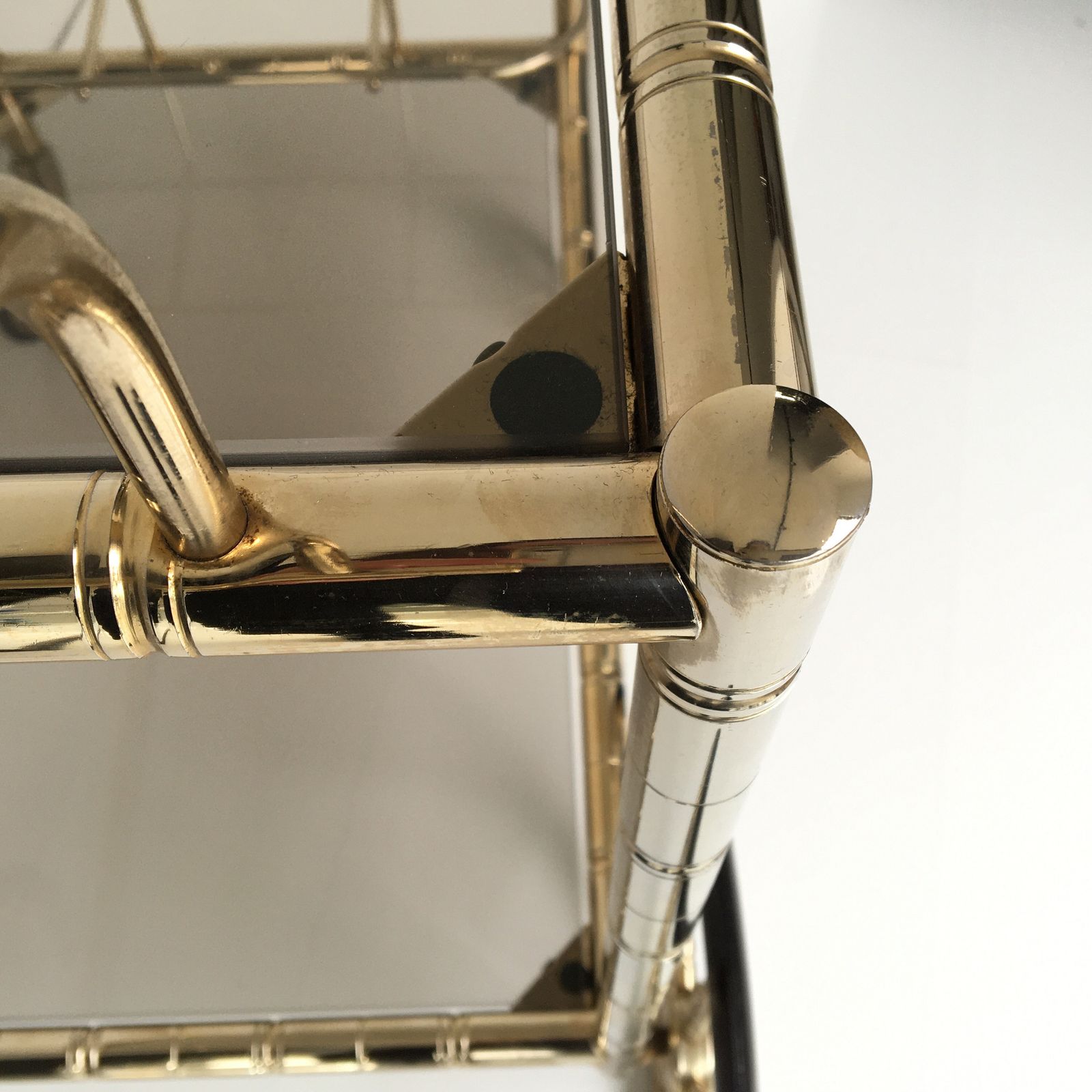 Italiaanse Messing Barkar | Orsenigo Vintage Bamboe & Glas Drankentrolley photo vinterior