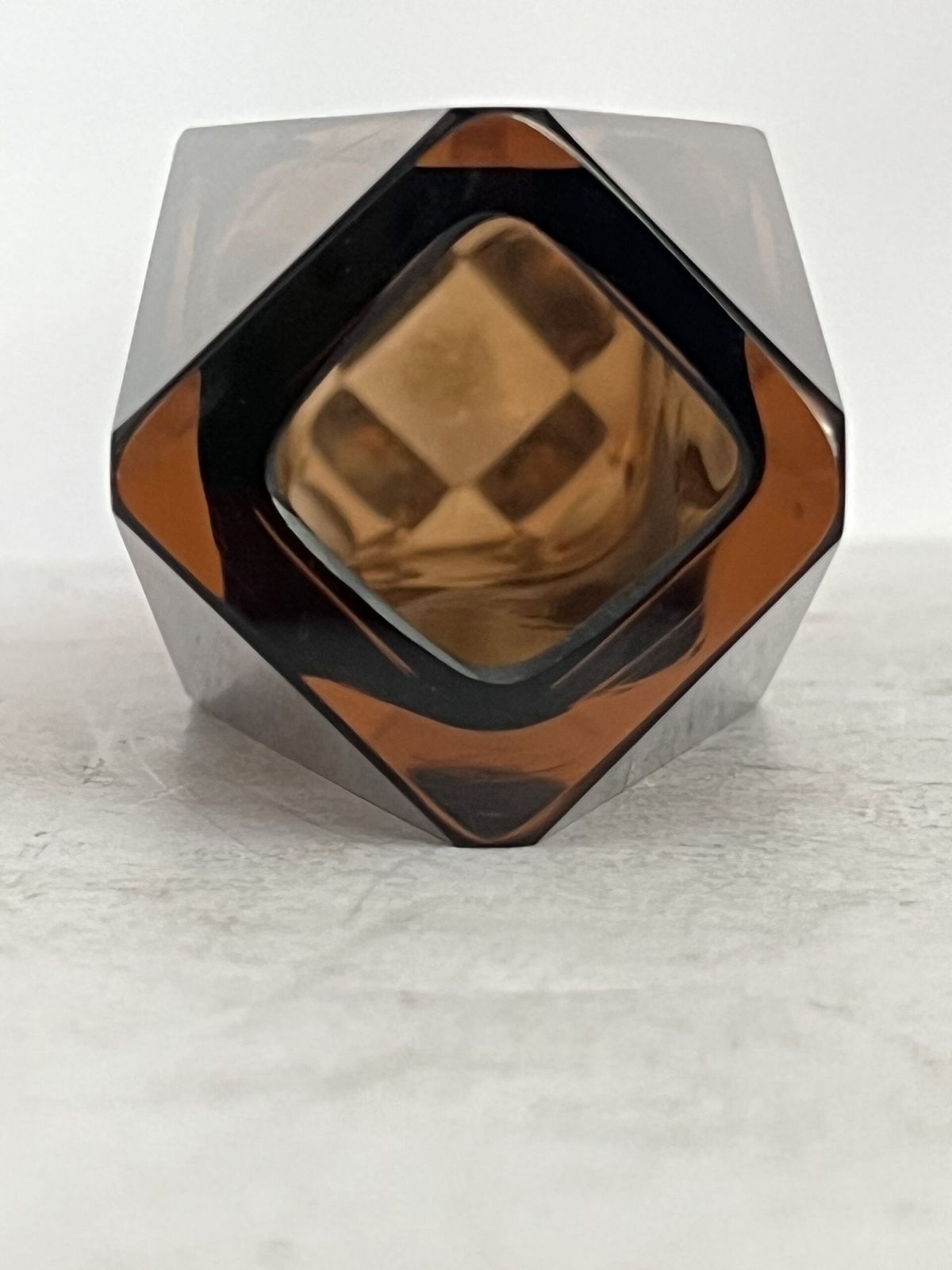 Murano Faceted Brown Glass Vase (22cm X 9cm), 1960’s photo Home Decor