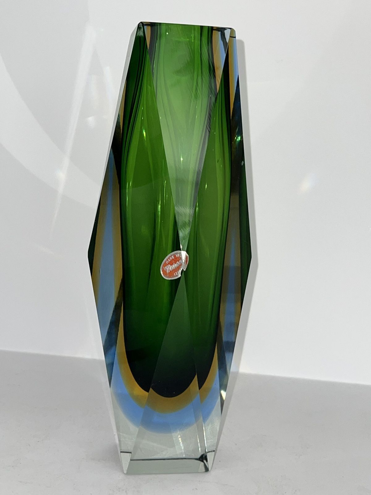 Murano Faceted Four Layer Sommerso Glass Vase - Mid Century Modern photo furniture