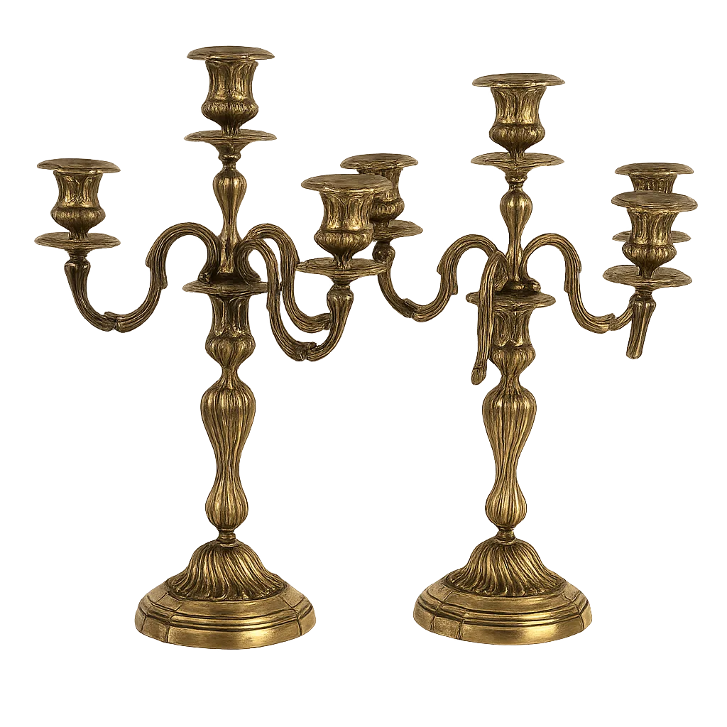 Pair Of Antique French Christofle Four Arm Silver Plated Candelabras – Louis XV Style, 1950’s 70’s