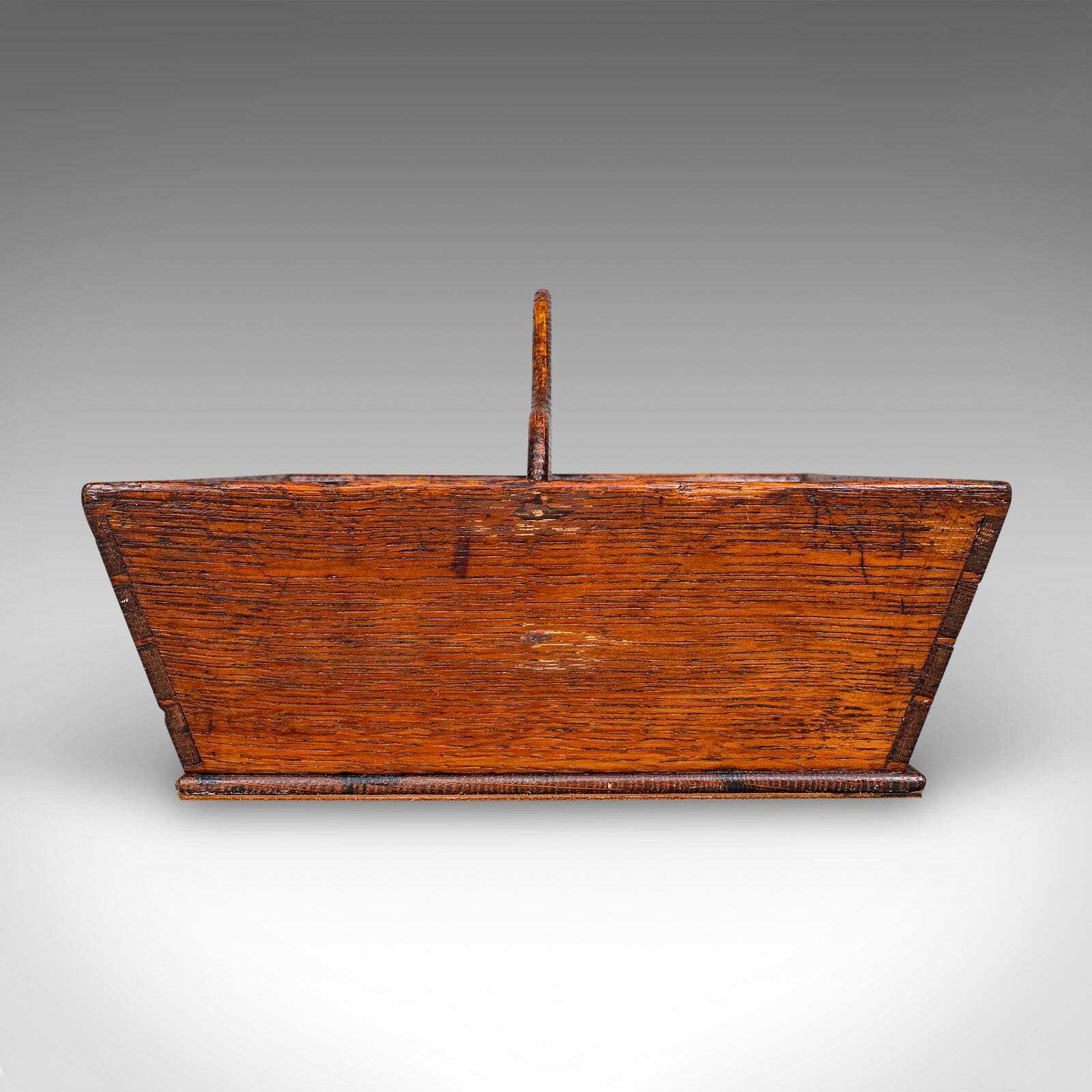 Antique Ladies Country Kitchen Work Box, English, Oak, Garden Trug, Victorian photo 811.0