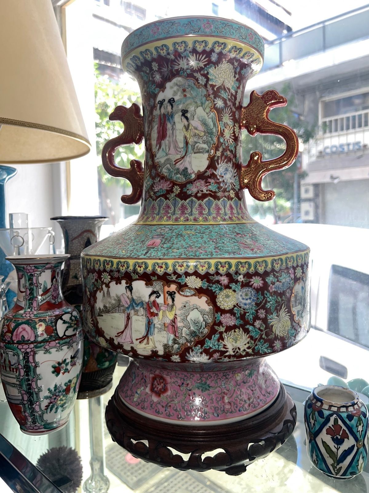 Famille Rose Chinese Cloisonné Style Vase 45 Cm (H) × 27 Cm (W), 20th Century photo furniture