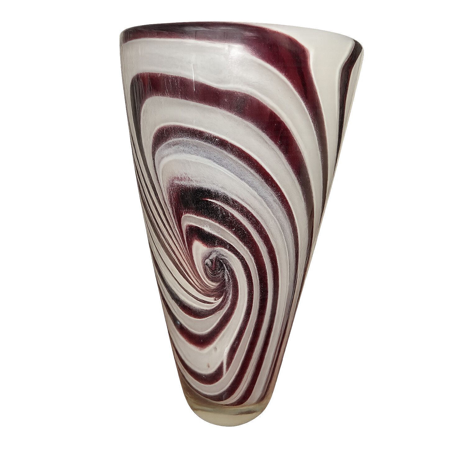 Hand Blown Art Glass Vase – Mauve & White Swirl